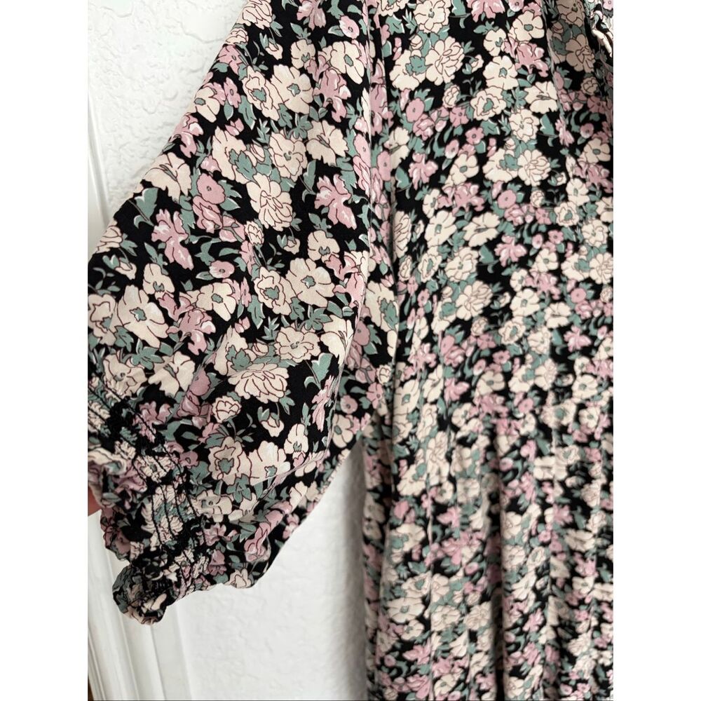 Natural Life Floral Rayon Midi Dress XL Boho Tiered Cottagecore Peasant Multi - Picture 9 of 12
